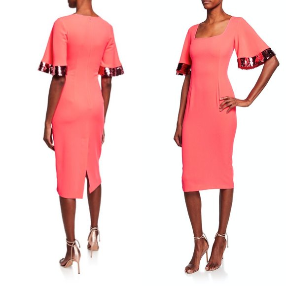 Sachin + Babi Dresses & Skirts - Sachin & Babi Harper Square-Neck Dress w/ Sequin Embellished Sleeves